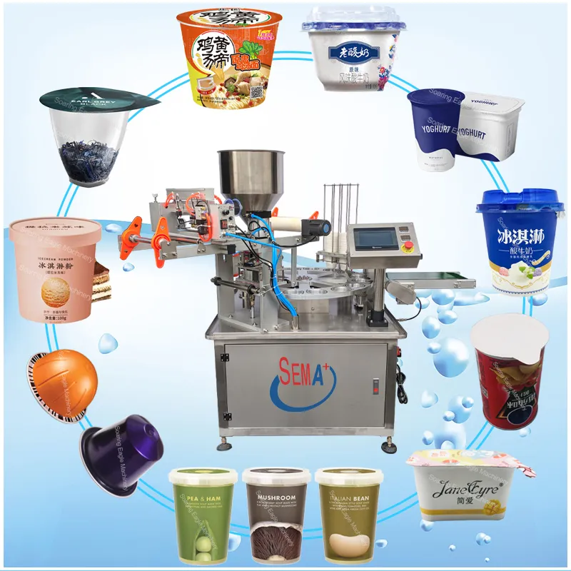 Automatic Coffee Yogurt Ice Cream Instant Noodles Cup Filling Sealing Machine