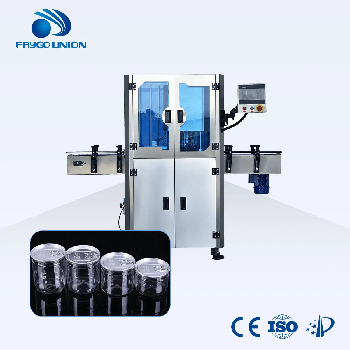 Factory Price Automatic Plastic Pet Cup Soda Beverage Water Bottle Sealer Metal Tuna Tin Can Sealing Machine Canning Packing Capping Labeling Machine for Sale